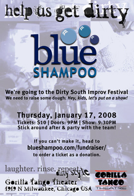 Blue Shampoo fundraiser poster