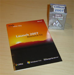 Microsoft Office CD and candy takeaways