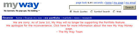 MyWay.com portfolio announcement
