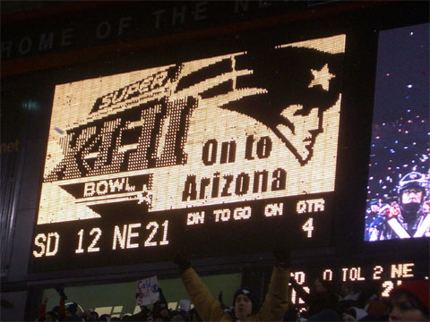 Wordless Wednesday - Scoreboard after Patriots win AFC Championship Wordless Wednesday - Scoreboard after Patriots win AFC Championship