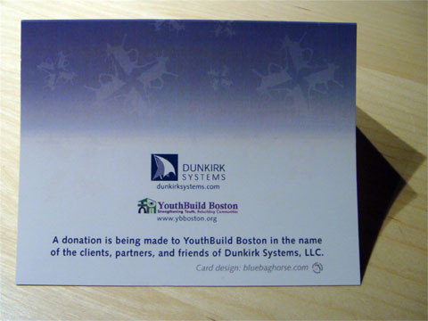 photo of back of Dunkirk Systems, LLC 2008 holiday card