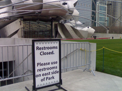 photo of bathroom sign at Millennium Park, Chicago