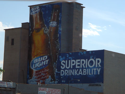 photo of Bud Light billboard with caption 'Superior Drinkability'