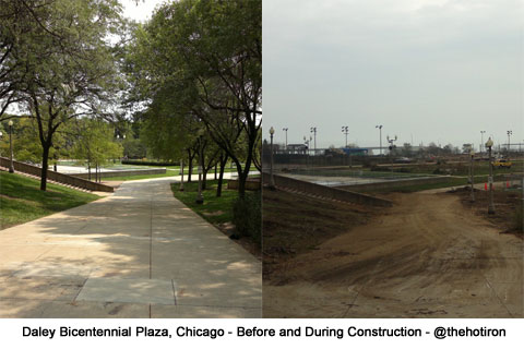 photo of before and after ar Daley Bicentennial Plaza 