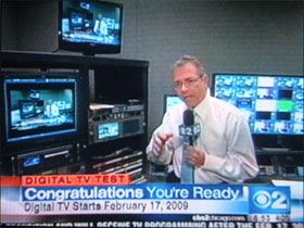 photo of digital TV test on CBS2 Chicago