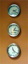 photo of clocks in Dunkirk Systems, LLC office