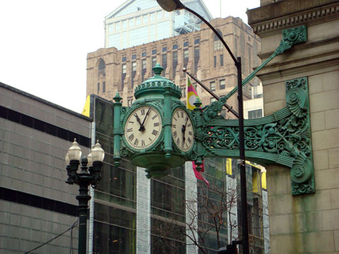 Wordless Wednesday - Marshall Fields Clock Not In Sync Now That Macy's Owns It Wordless Wednesday - Marshall Fields Clock Not In Sync Now That Macy's Owns It