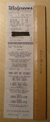 photo of retail receipt over a foot long