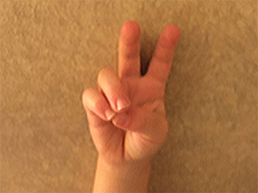 photo of a hand showing the number 2