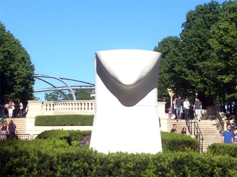 photo of the base of 1,004 Portraits sculpture at Millennium Park, Chicago
