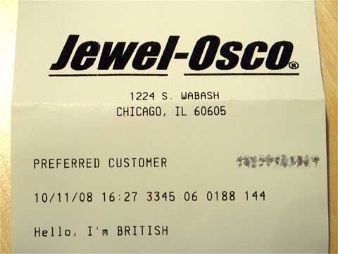 photo of Jewel-Osco register receipt