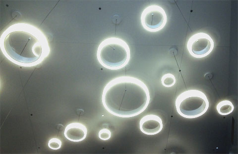 photo of lights on the ceiling of The Maxwell in Chicago