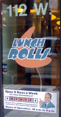 Lunch Rolls window sign
