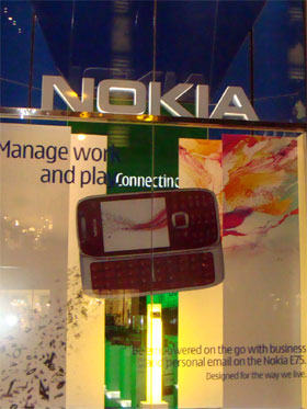 photo of Nokia E75 display at Nokia Flagship Store in Chicago