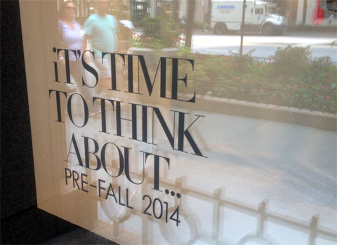 photo of Neiman Marcus window in Chicago promoting pre-fall