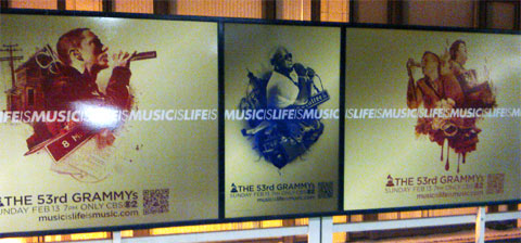 photo of Grammy Awards transit ads in Chicago with QR codes