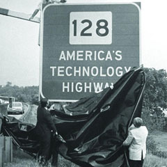 photo of Route 128 America's Technology Highway sign