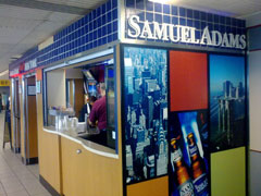 photo of Sam Adams beer stand at LaGuardia airport
