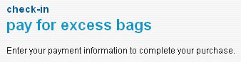 screenshot of AirTran Excess Bags Web page title