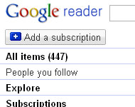 Google Reader count screen shot