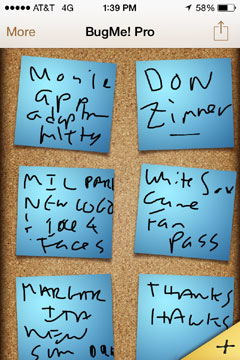 screen shot of the BugMe app
