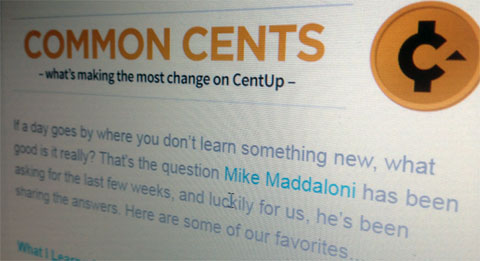 screenshot of the CentUp newsletter