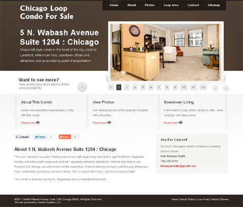 screenshot of Web site for 5 North Wabash Avenue Suite 1204 Chicago