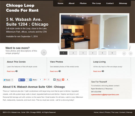 photo of 5 North Wabash Avenue Suite 1204 Chicago Loop Loft Condo For Rent Web site