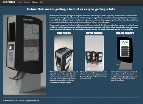 screenshot of HelmetHub Web site