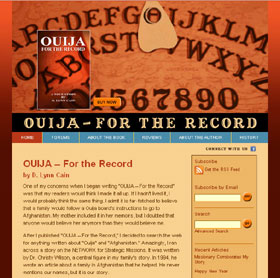 home page of OUIJA – For The Record