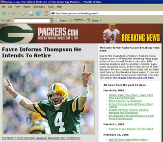 Packers.com screen shot