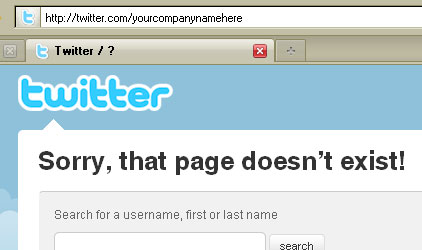 screen of Twitter error page