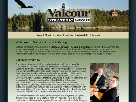 screen of Valcour Strategic Group, LLC Web site