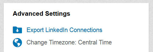 Click the link Export LinkedIn Connections on the right column on the screen