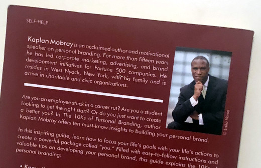 photo of the back cover of The 10Ks of Personal Branding by Kaplan Mobray