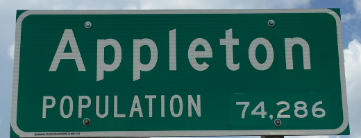 photo of welcome to Appleton Wisconsin sign