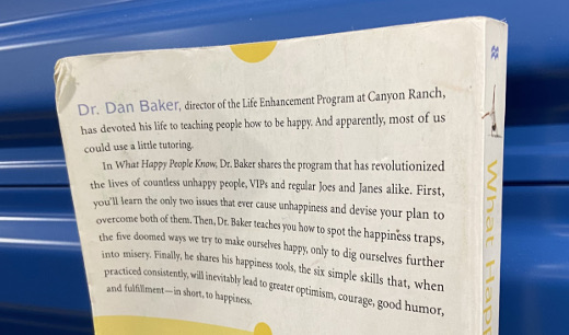 photo of back cover of What Happy People Know
