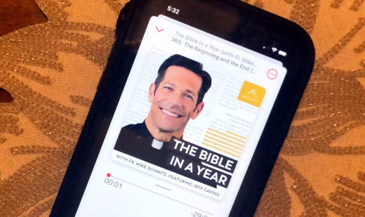photo of The Bible in a Year podcast playing