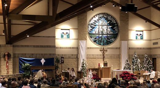 photo of Christmas Eve mass at St. Bernadette Church in Appleton, Wisconsin