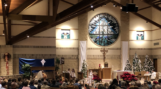 photo of Christmas Eve mass at St. Bernadette Church in Appleton, Wisconsin photo of Christmas Eve mass at St. Bernadette Church in Appleton, Wisconsin