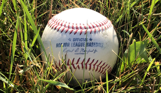 photo of baseball from Chicago Cubs batting practice in 2017