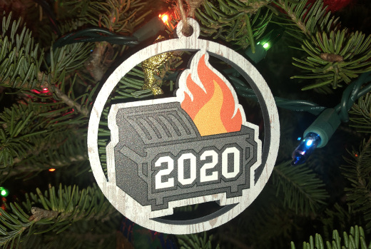 photo of dumpster fire ornament