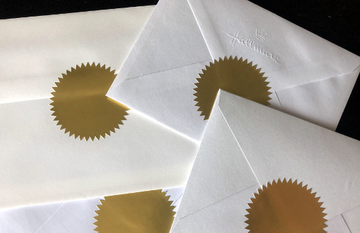photo of notecards with gold seals