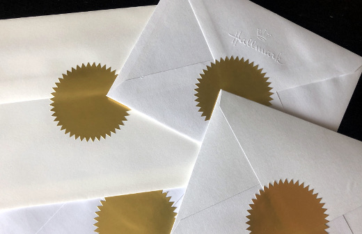 photo of notecards with gold seals photo of notecards with gold seals