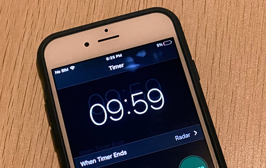 photo of iPhone timer at 9:59