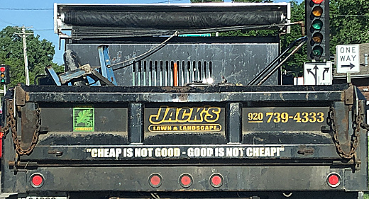 photo of Jack’s truck with good and cheap message