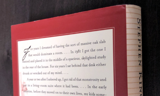 photo of the back cover of On Writing