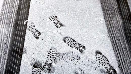photo of early snow on my driveway