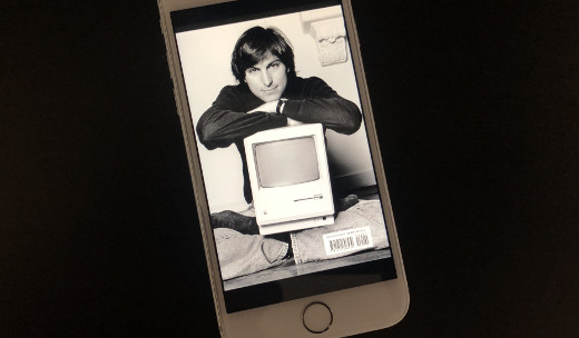 photo of back cover of Steve Jobs book on an iPhone