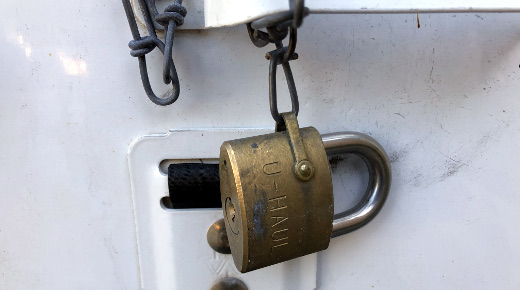 photo of lock attached to a U-Haul truck